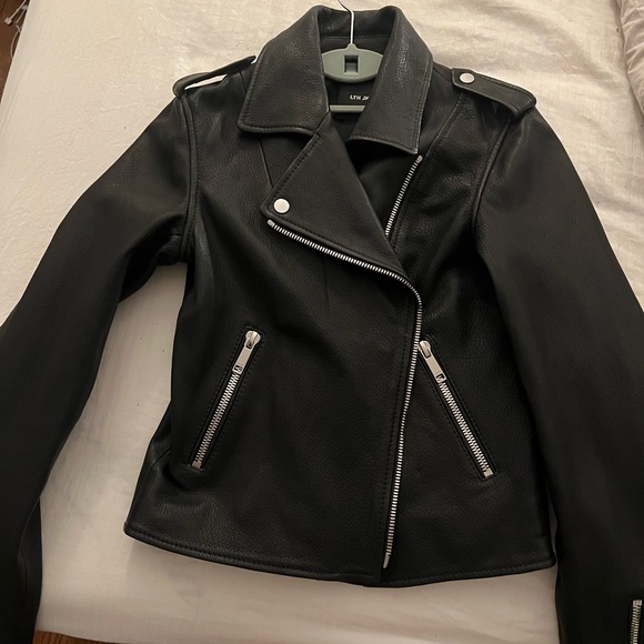 LTH JKT black leather moto jacket size S - Picture 1 of 3